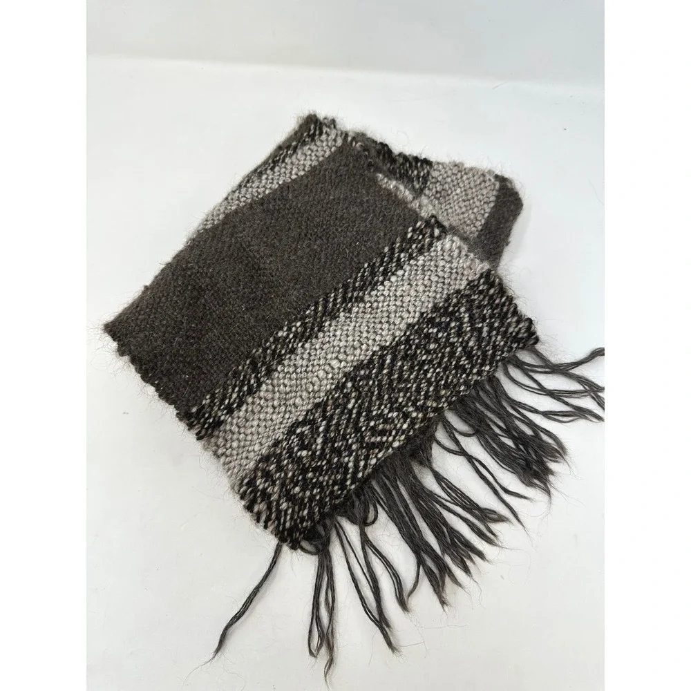 Unbranded Woven Wool Tasseled Scarf‎ Browns 9 x 72